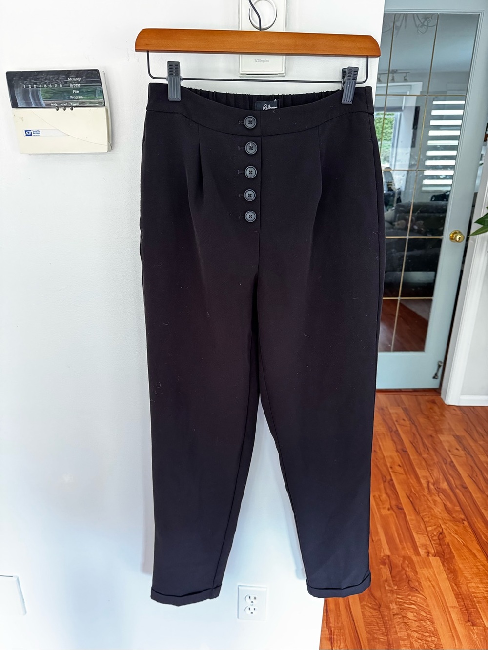Reitmans Black High-Waist Button Front Tapered Pants